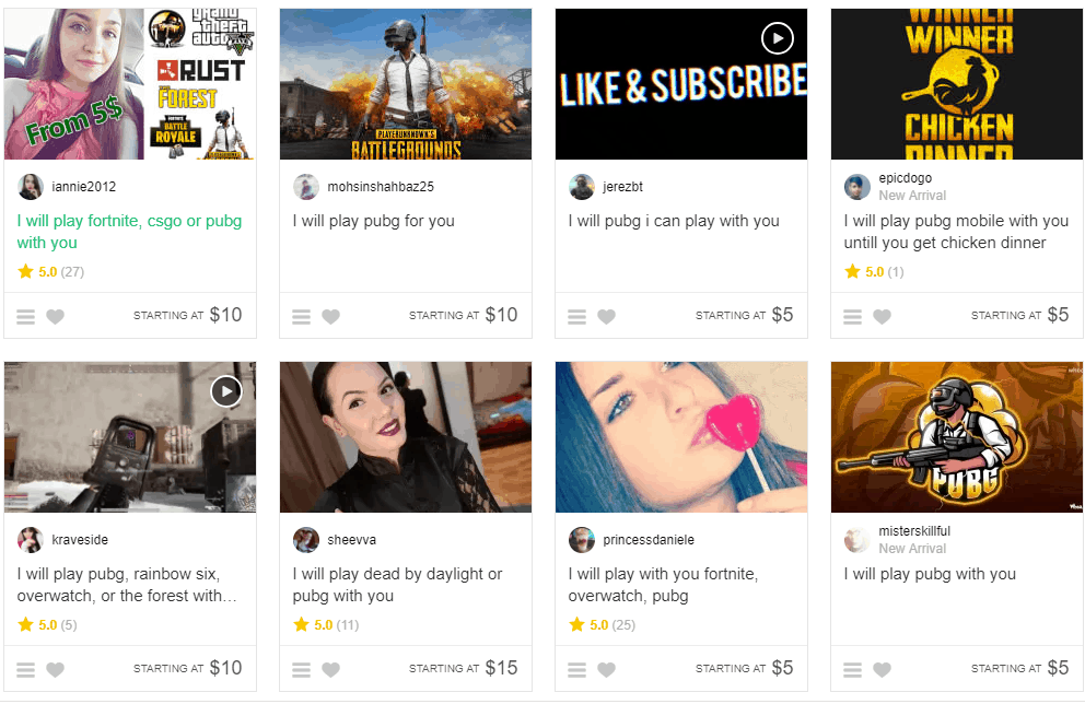 Fiverr gig playing games